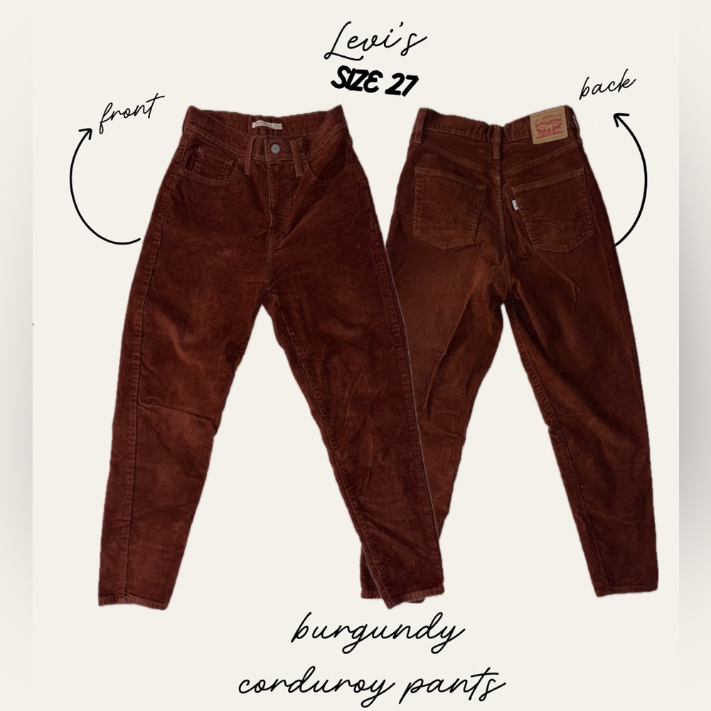 Levi's High Waisted Corduroy Mom Jeans in Burgundy